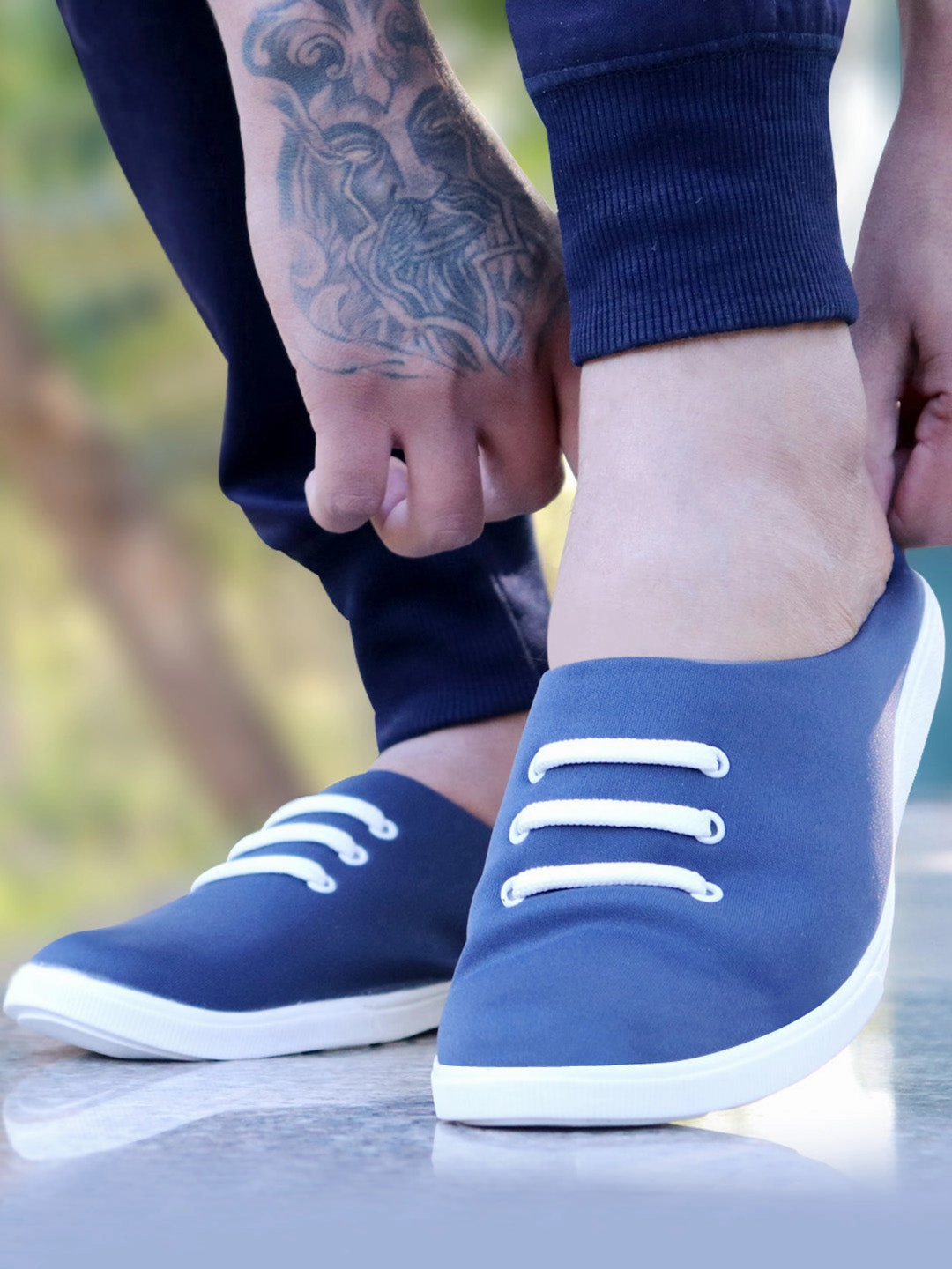 Men Navy Blue Casual Canvas Slip-On Shoes Top Shoe
