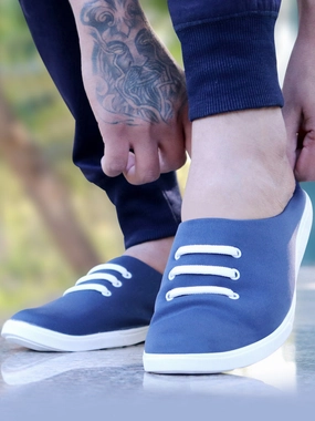 Men Navy Blue Casual Canvas Slip-On Shoes Norway Casual Shoes