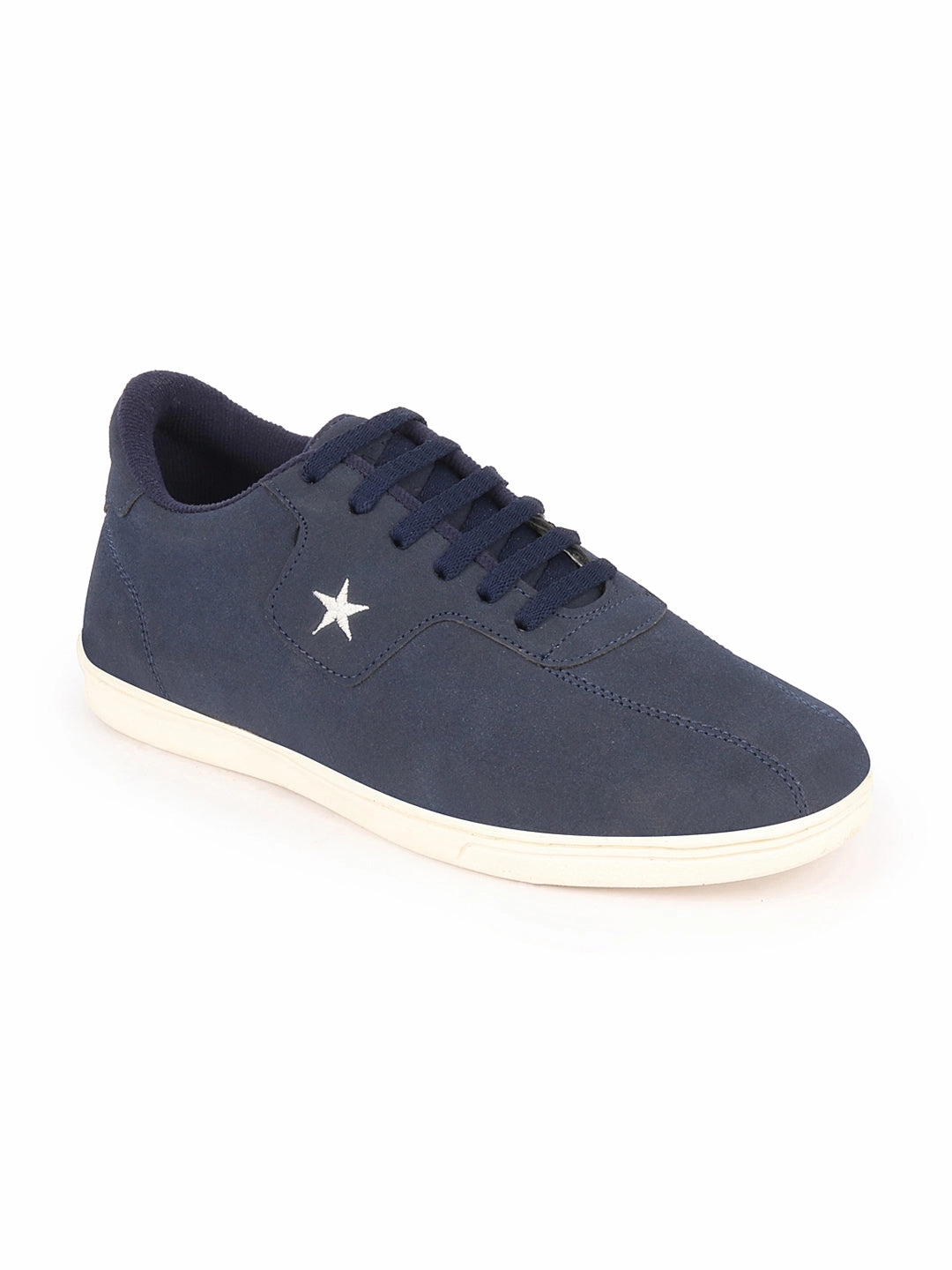 Men Navy Blue Classic Embroidery Star Upper Soft Suede Leather Lace Up Sneakers Shoes Gabor Casual Shoes