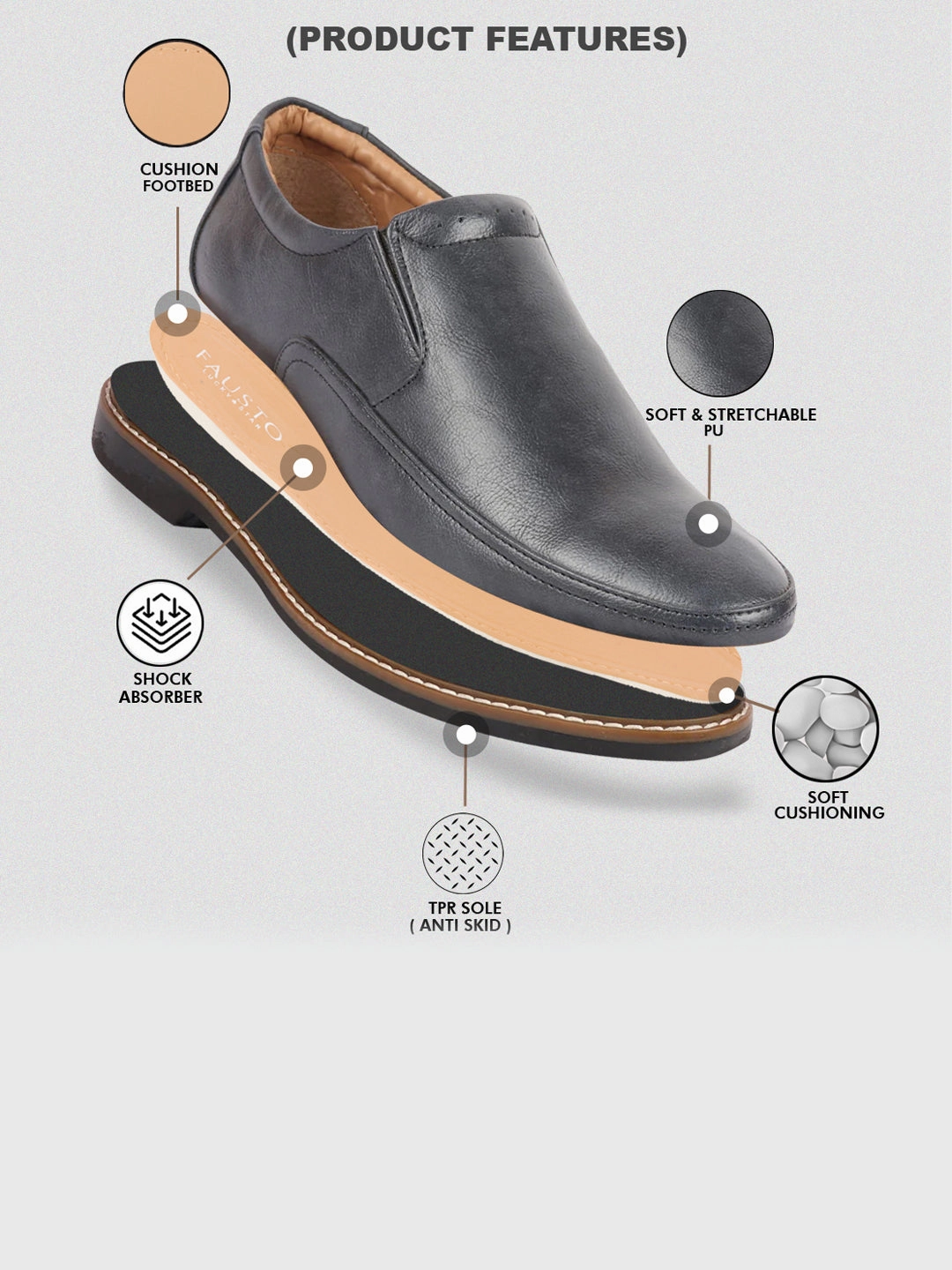 Men Navy Blue Formal Superior Comfort Slip On Shoes Treksta Hiking Shoes