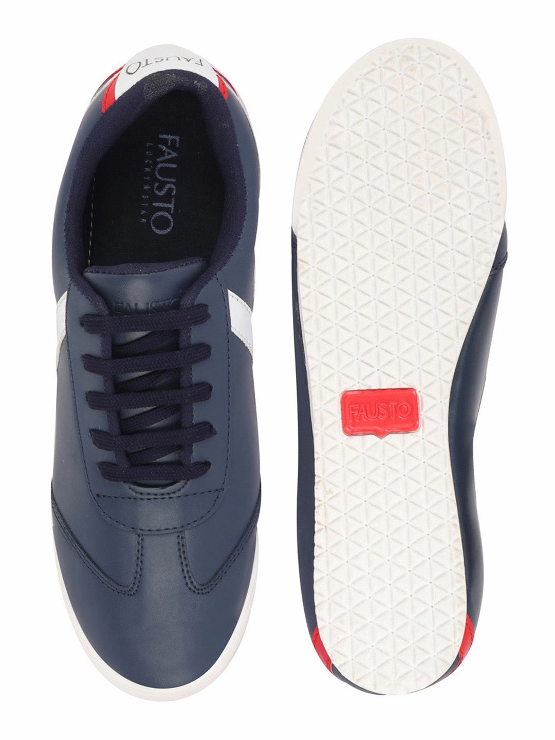 Men Navy Blue Lace-Up Classic Striped Sneakers Casual Shoes Goodyear Welt Casual Shoes