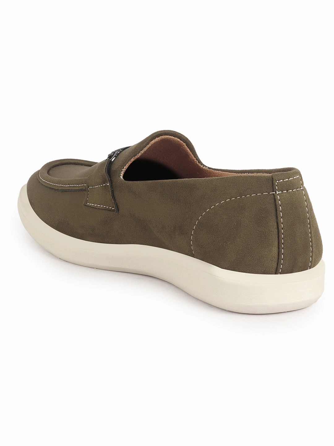 Men Olive Suede Classic Ultra Light Comfort Horsebit Buckle Slip On Casual Loafer Shoes|Memory Cushion Insole|EVA Slip On Shoe Specialized Casual Shoes