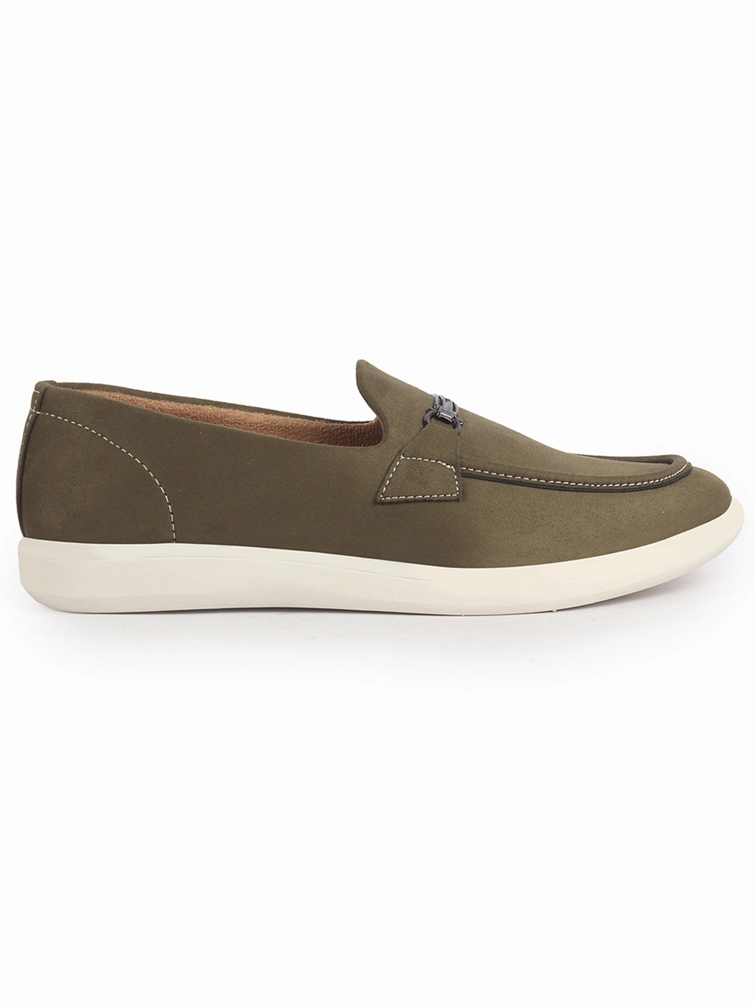 Best Support Casual Shoes Men Olive Suede Classic Ultra Light Comfort Horsebit Buckle Slip On Casual Loafer Shoes|Memory Cushion Insole|EVA Slip On Shoe