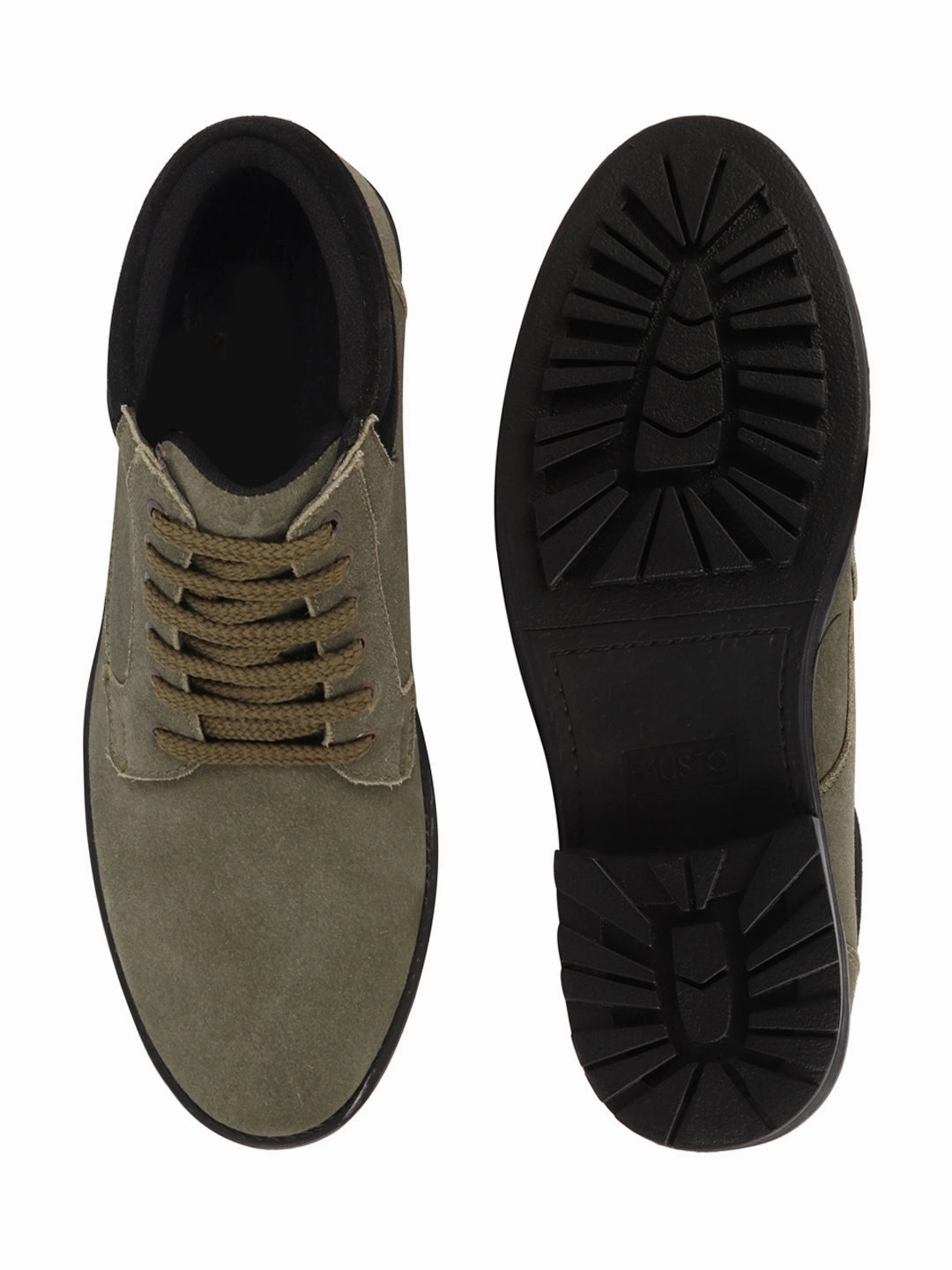 Wide Size Hiking Shoes Men Olive Suede Leather Chukka High Ankle Boot For Biking|Hiking|Trekking