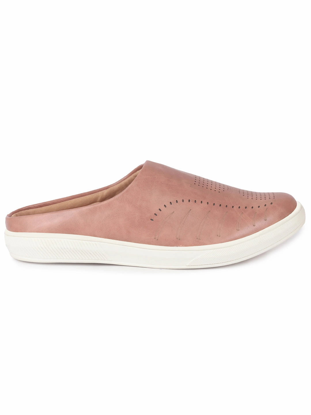 Men Peach Back Open Stylish Design Slip On Shoes Flat Seam Casual Shoes