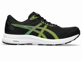 Men's Asics Gel-Contend 8, Black/Electric Lime, 13 D Medium Asics Arch Support Walking Shoes