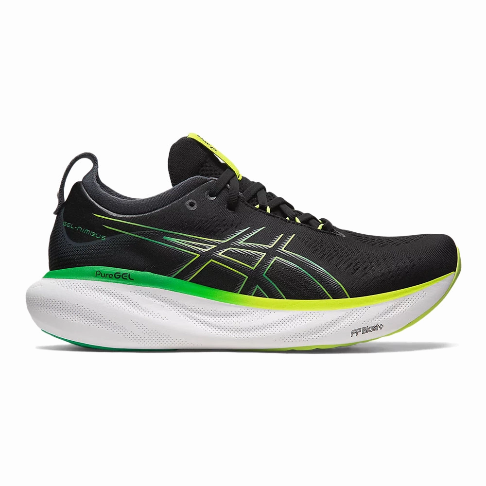Asics Gel Resolution Tennis Shoe Men's Asics Gel-Nimbus 25, Black/Lime Zest, 13 D Medium