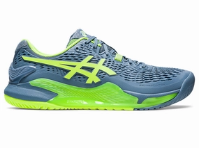 Men's Asics Gel-Resolution 9, Steel Blue/Hazard Green, 10.5 D Medium Asics Novablast Running Shoes
