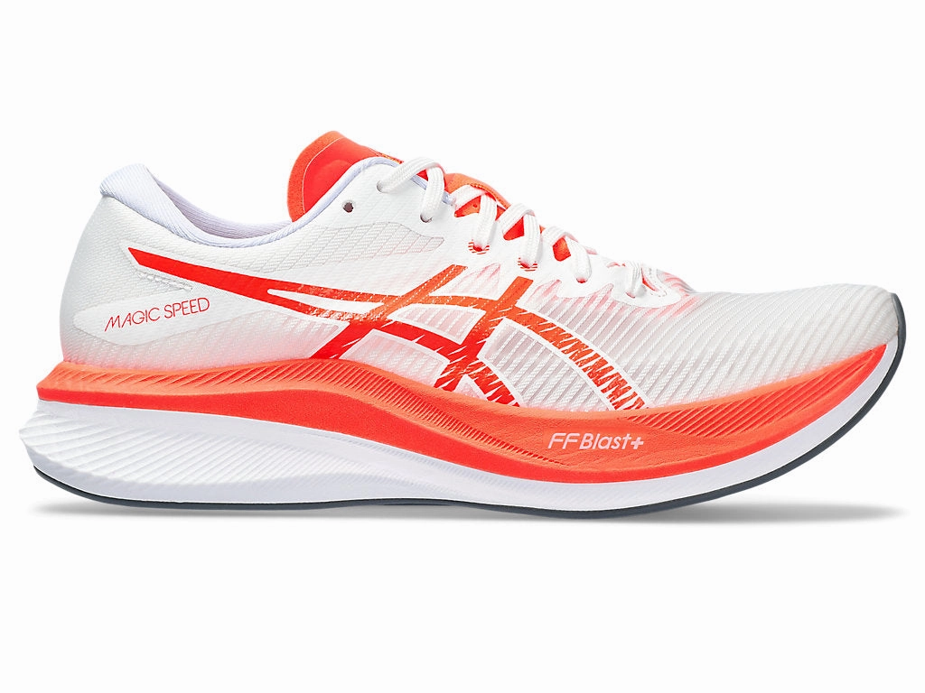 Best Asics Stability Running Shoes Men's Asics Magic Speed 3, White/Sunrise Red, 10.5 D Medium