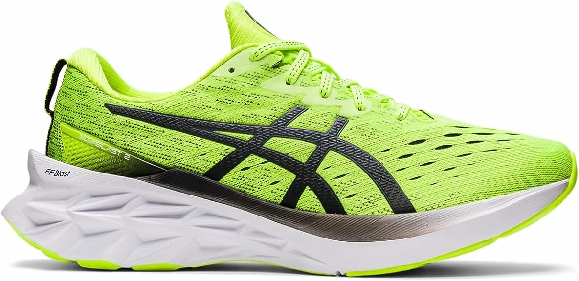 Men's Asics Novablast 2, Hazard Green/Carrier Grey, 7.5 D Medium Asics Anti Pronation Running Shoes