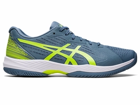 Asics Solution Speed Flytefoam 3 Tennis Shoe Men's Asics Solution Swift FlyteFoam, Steel Blue/Hazard Green, 11.5 D Medium