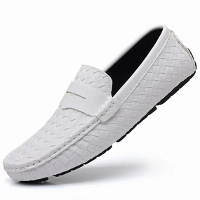 Flat Peep Toe Shoes Men's Handmade Flat Casual PU Leather Moccasins