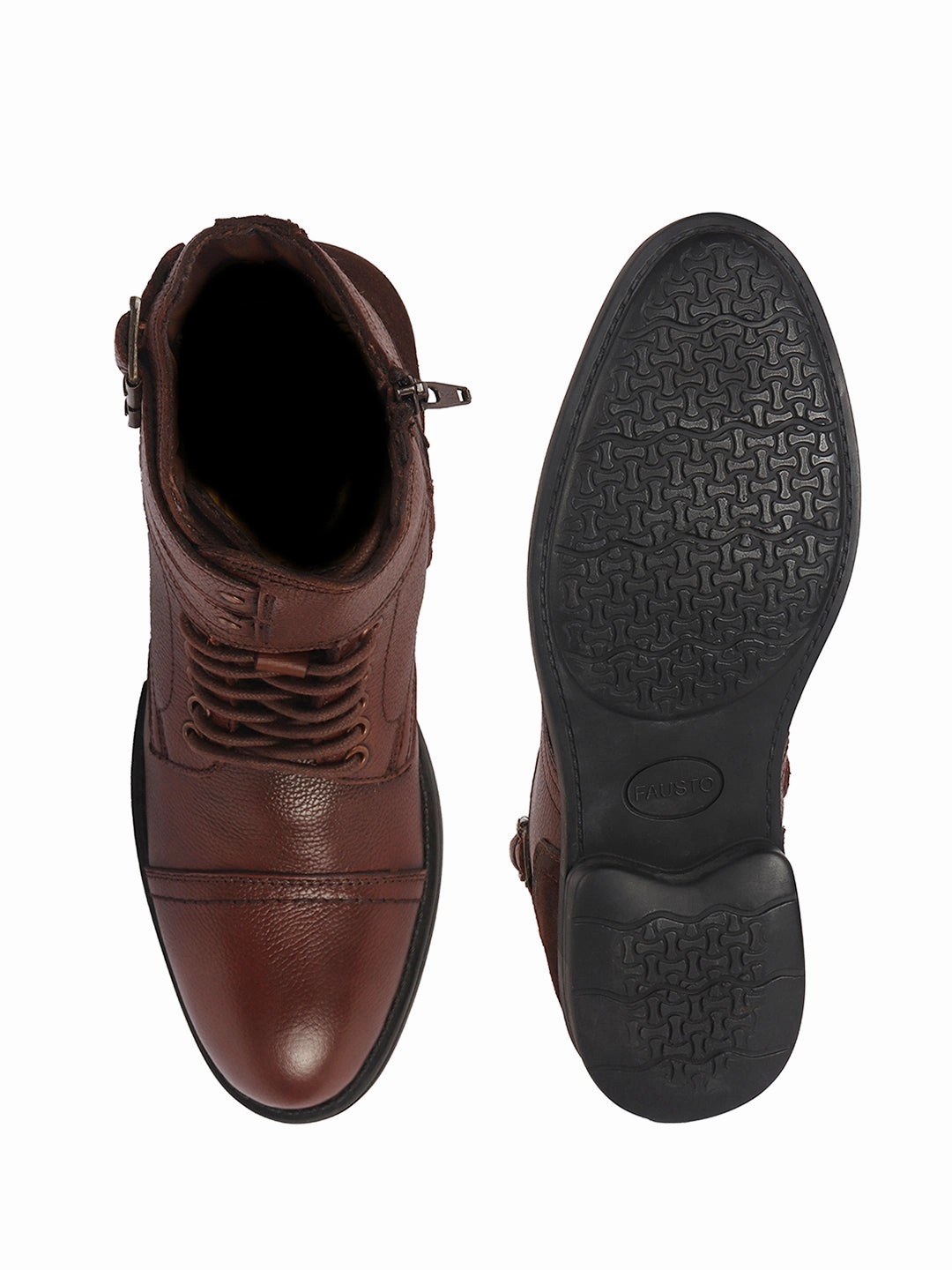 Mt Maddsen Hiking Boot Men Tan 6-Eye Lace Up Genuine Leather High Ankle Adjustable Buckle Strap Winter Boots|Trekking Boots|Hiking Boots