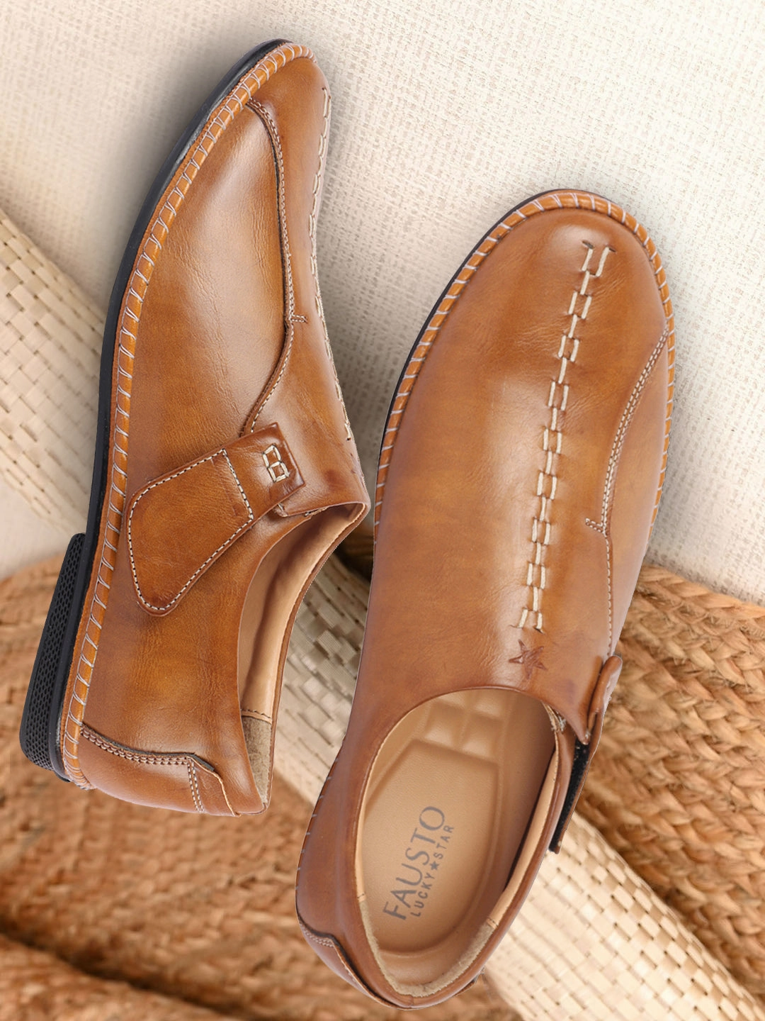 8053 Crazy Horse Leather Casual Shoes Men Tan Casual Cap Toe Hand Stitched Sandal Style Slip On Shoes