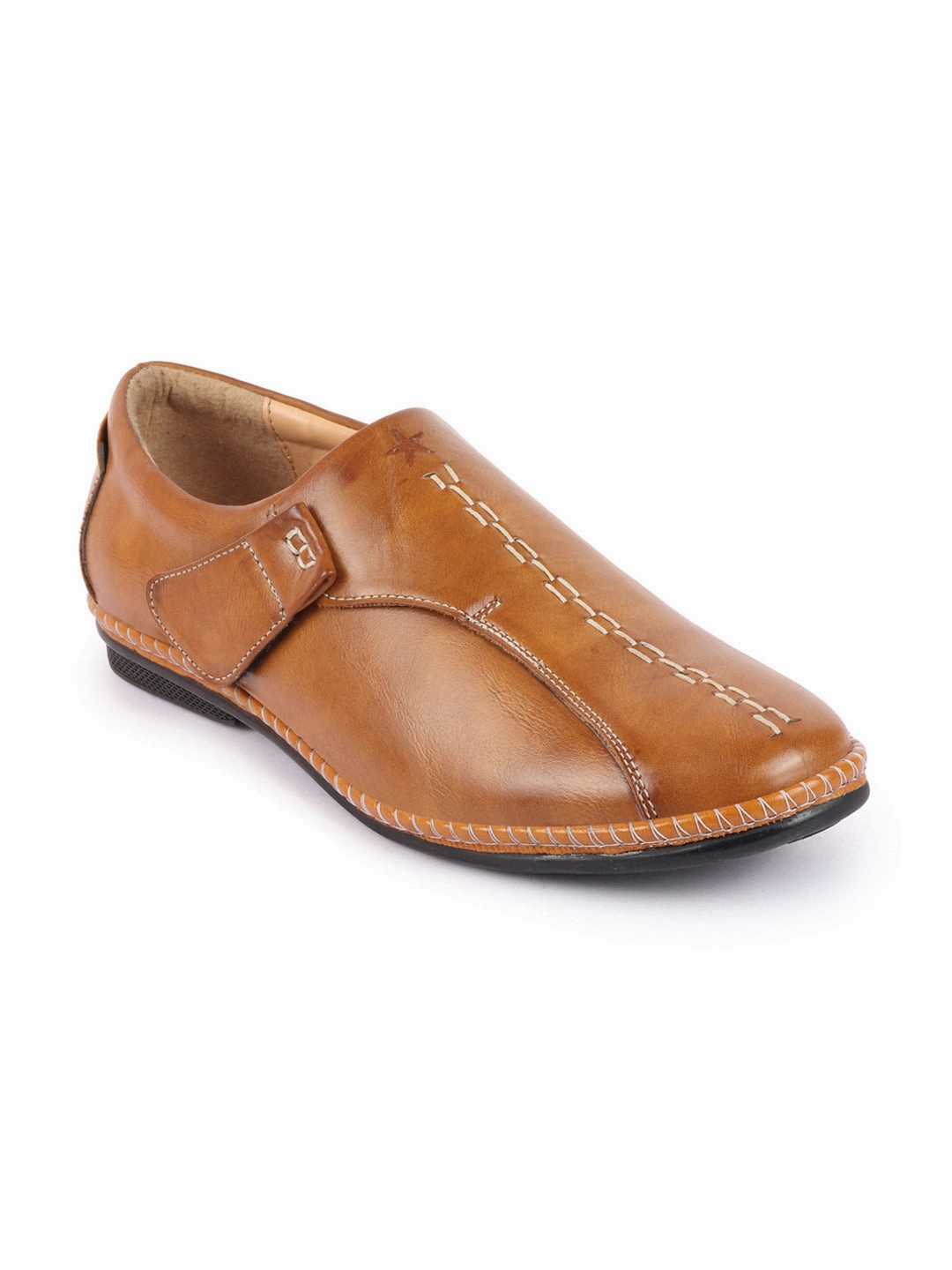 Men Tan Casual Cap Toe Hand Stitched Sandal Style Slip On Shoes Best Basketball Shoes For Casual Players