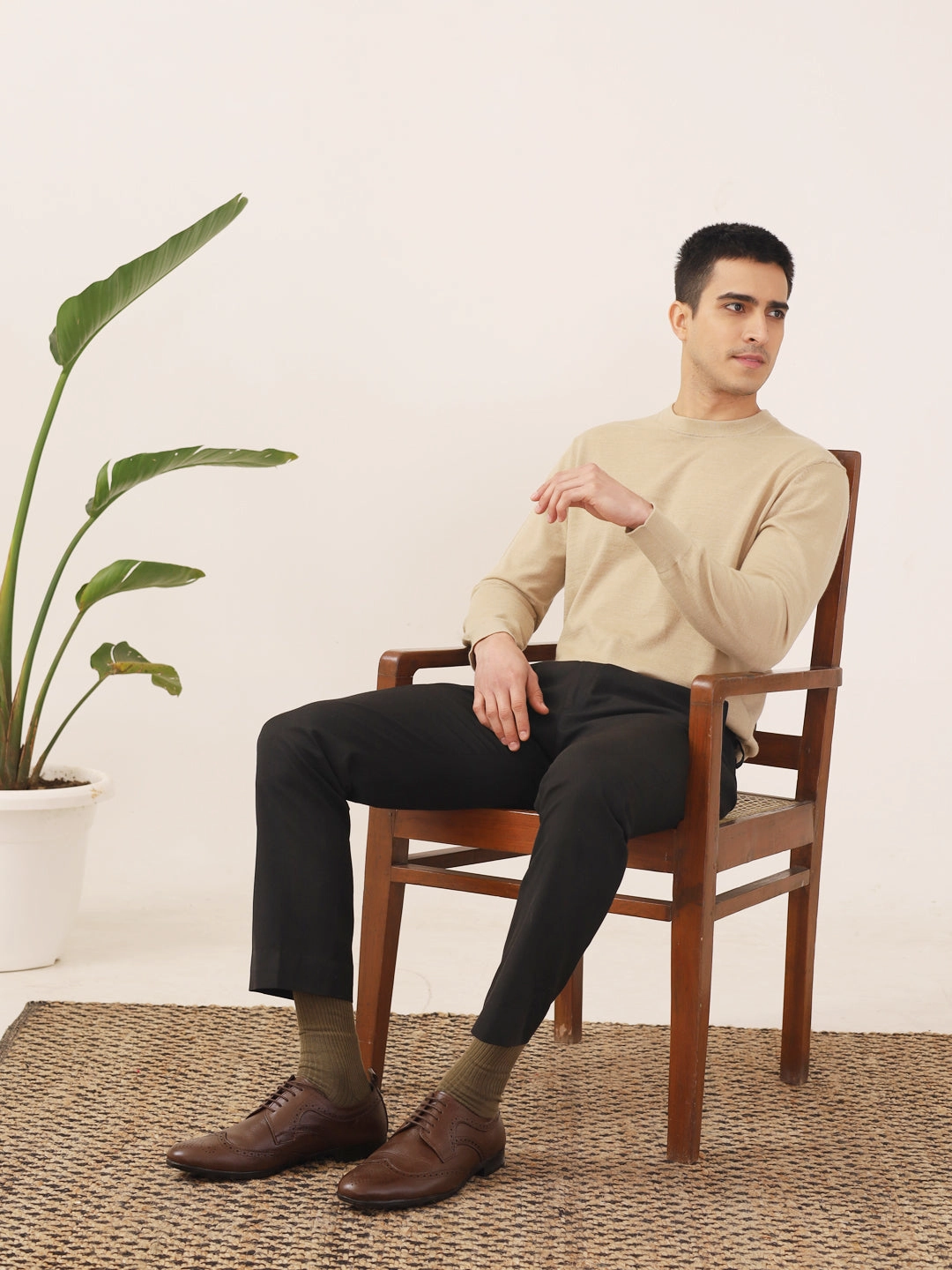 Men Tan Formal Office Party Genuine Leather Lace Up Brogue Shoes Gym Master Climbing Shoe