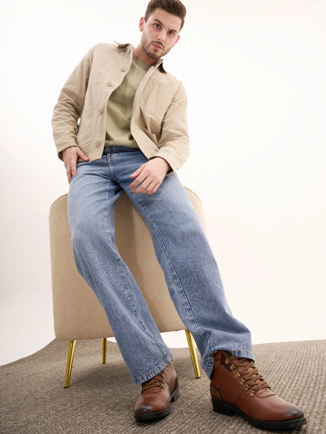 Men Tan Genuine Leather 6-Eye Metallic Lace Up Hook Classic High Ankle Boot For Trekking|Biking|Hiking Hiking Shoes Near Me Open Now