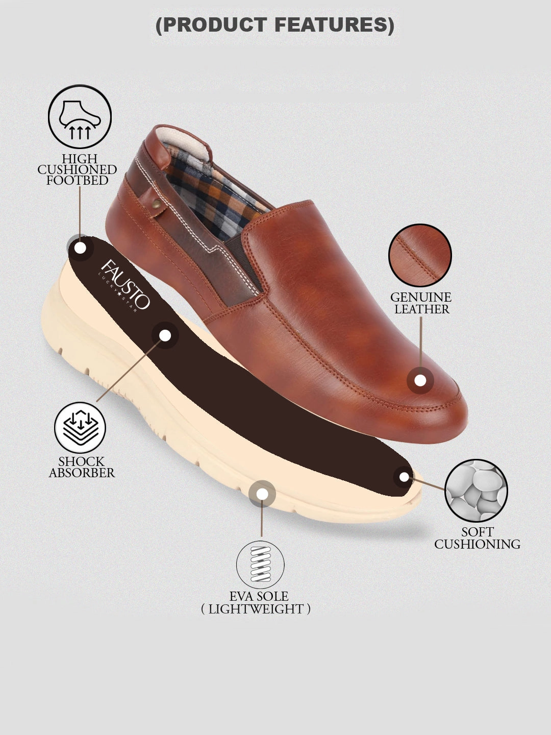 American Made Hiking Boots Men Tan Genuine Leather Feather Lightweight EVA Sole Formal Office Comfort Broad Feet Slip On Shoes