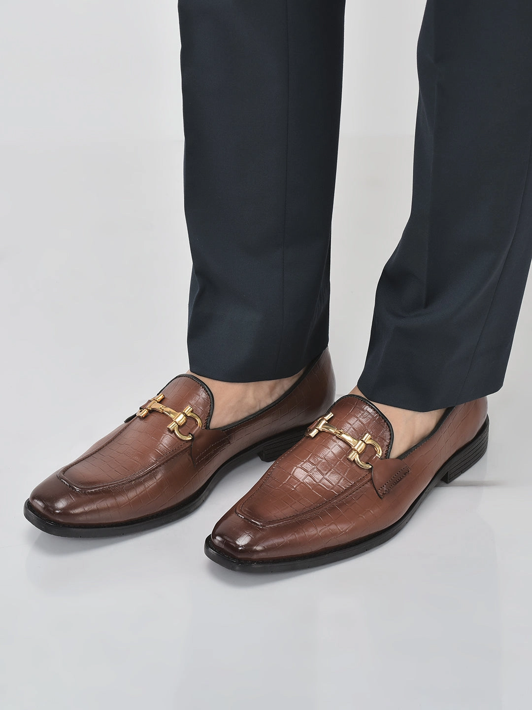 Winter Mountain Hiking Boots Men Tan Genuine Leather Horsebit Buckle Textured Office Formal Slip On Shoes|Slip Resistant Sole with Memory Cushioned