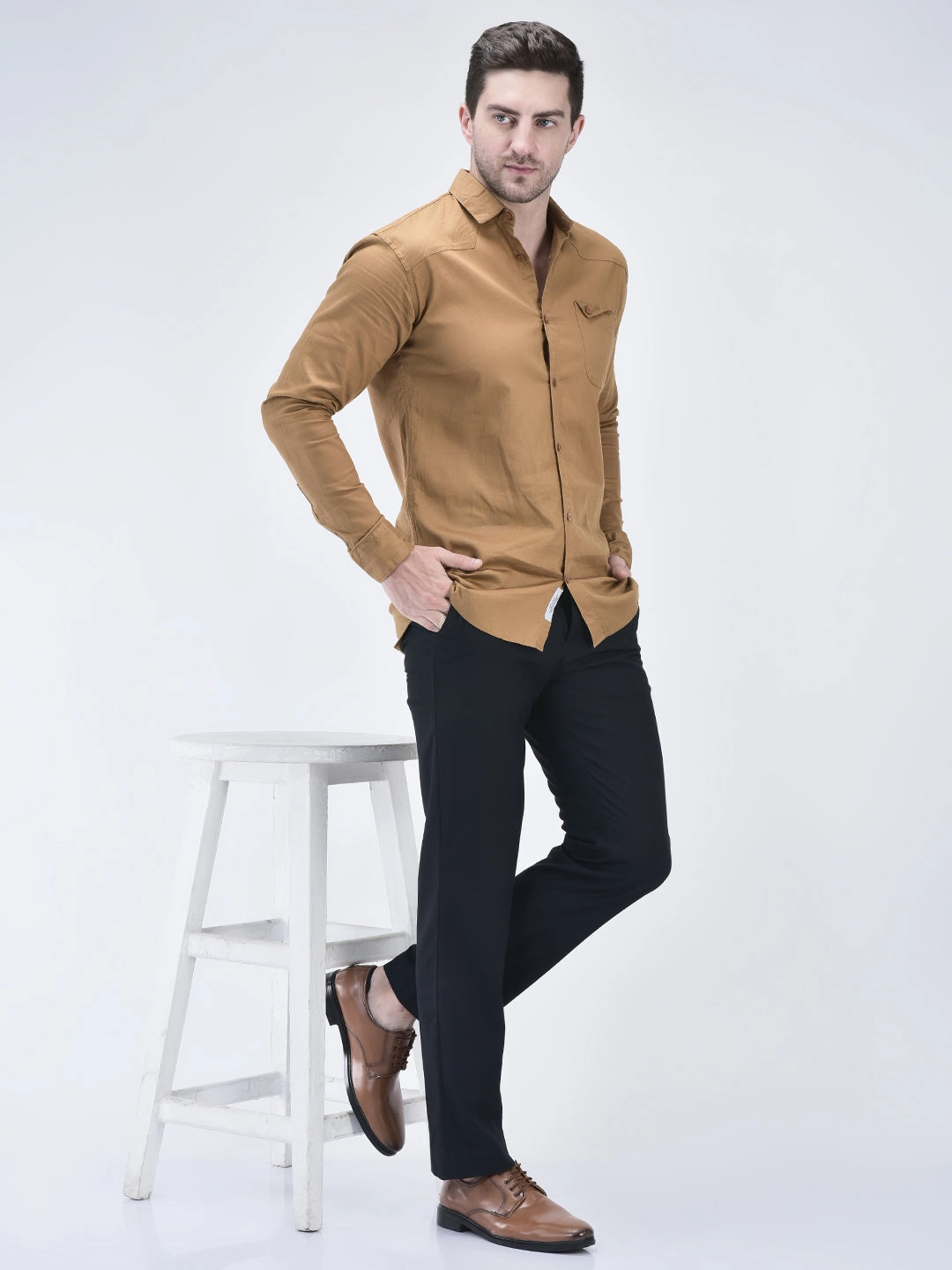 Tx Hike Mid Leather Gtx Hiking Boots Men Tan Genuine Leather Textured Formal Lace Up Flat Heel Shoes For Office|Work|Broad Feet Formal Shoes