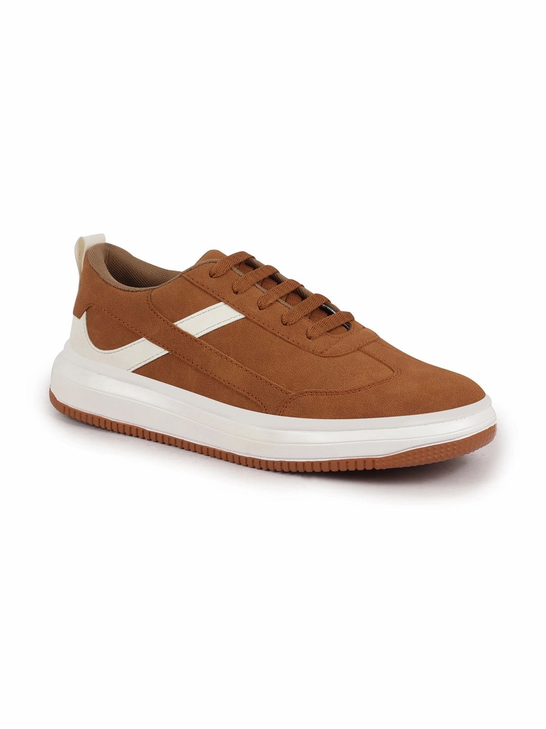 Gt-2160 Casual Shoes Men Tan Lace Up White Stripped Trendy All Day Comfortable Lightweight Sneakers Casual Shoes