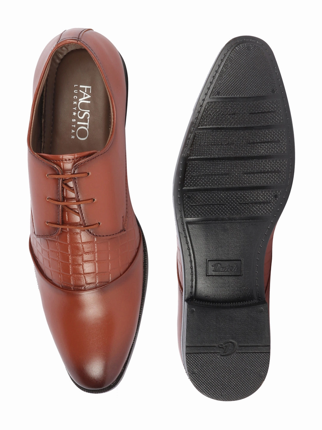 Men Tan Party Formal Office Comfort Embossed Design Lace Up Shoes Waterproof Warm Hiking Boots