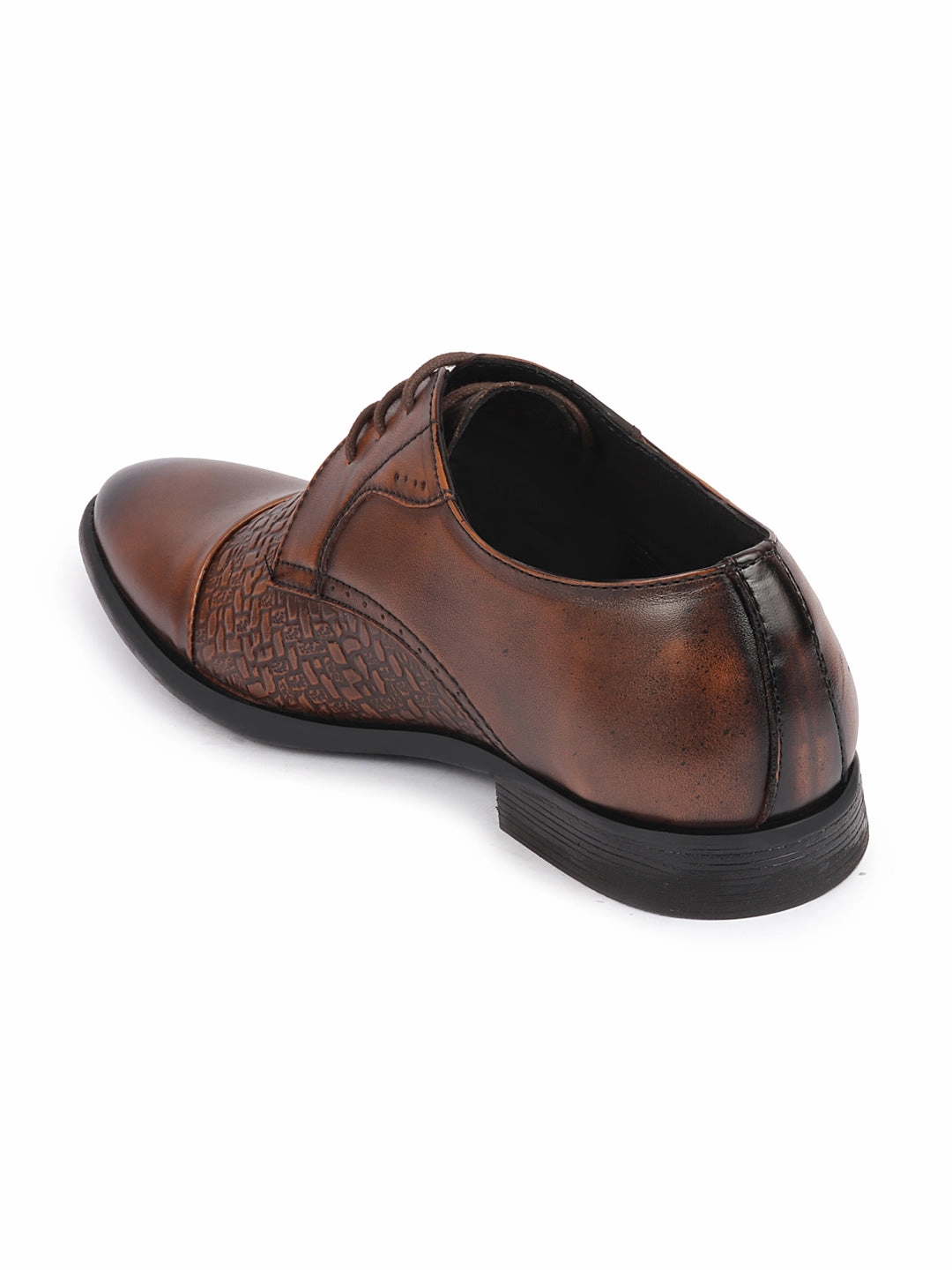 Morjas Hiking Boot Men Tan Wedding Party Genuine Leather Embossed Design Oxford Lace Up Shoes