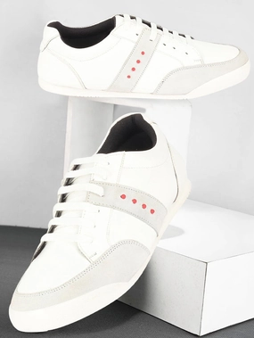 Men White Classic Super Light Upper Soft Suede Leather Strap Lace Up Sneakers Shoes Panelled Lace-up Casual Shoes