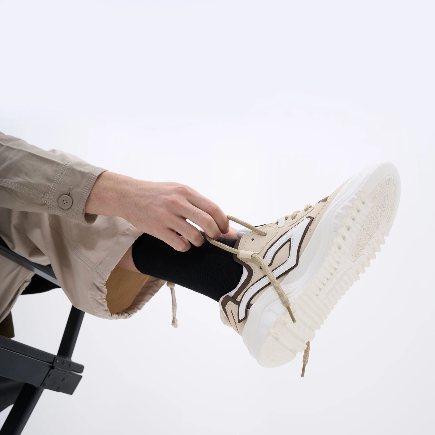 Casual Shoes Summer Dresses Men White Colorblocked Mid Top Chunky Lace Up Sneaker Shoes|Feather Lite Casual Shoes|Mid Ankle Sneaker Shoes