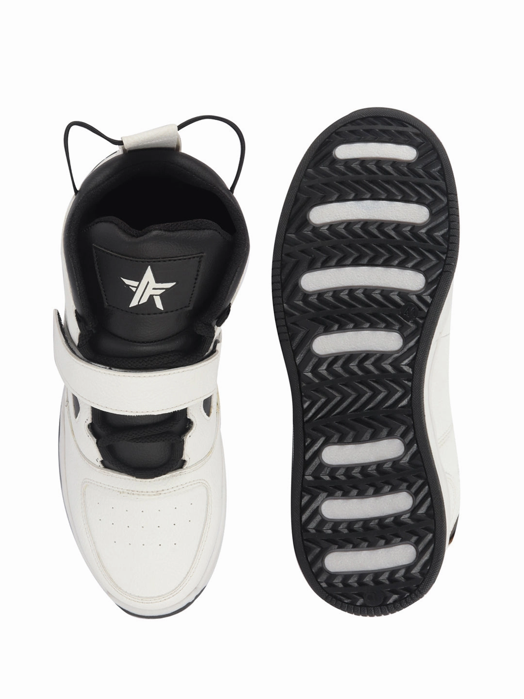 Lee's Sneakers Men White High Ankle Casual Chunky Lace Up Sneakers With Hook And Loop Closure Strap|Rubber Outsole High Top Basketball Shoes