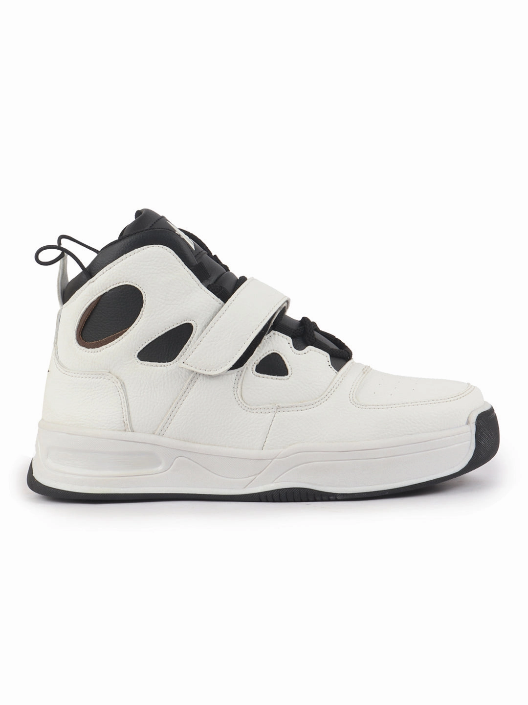Men White High Ankle Casual Chunky Lace Up Sneakers With Hook And Loop Closure Strap|Rubber Outsole High Top Basketball Shoes Dallas Cowboys Sneakers