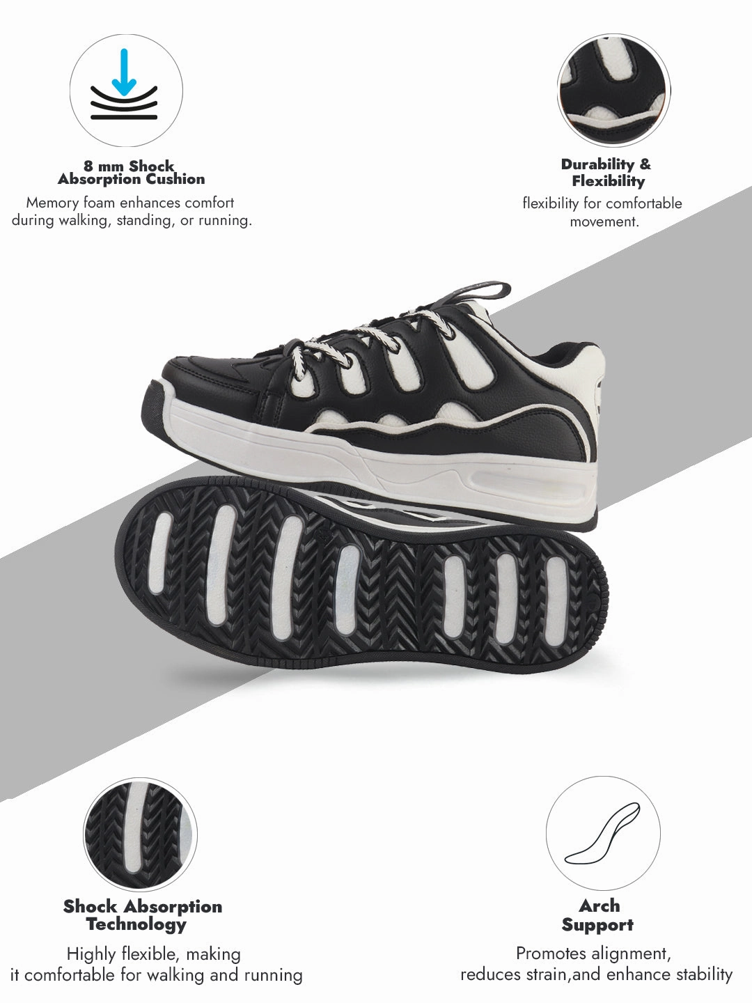 Men White Retro Streetwear Chunky Rugged Sneakers | Heavy Duty Gen-Z Korean Casual Shoes | Memory Cushioned Insole Sneakers For Sale Online