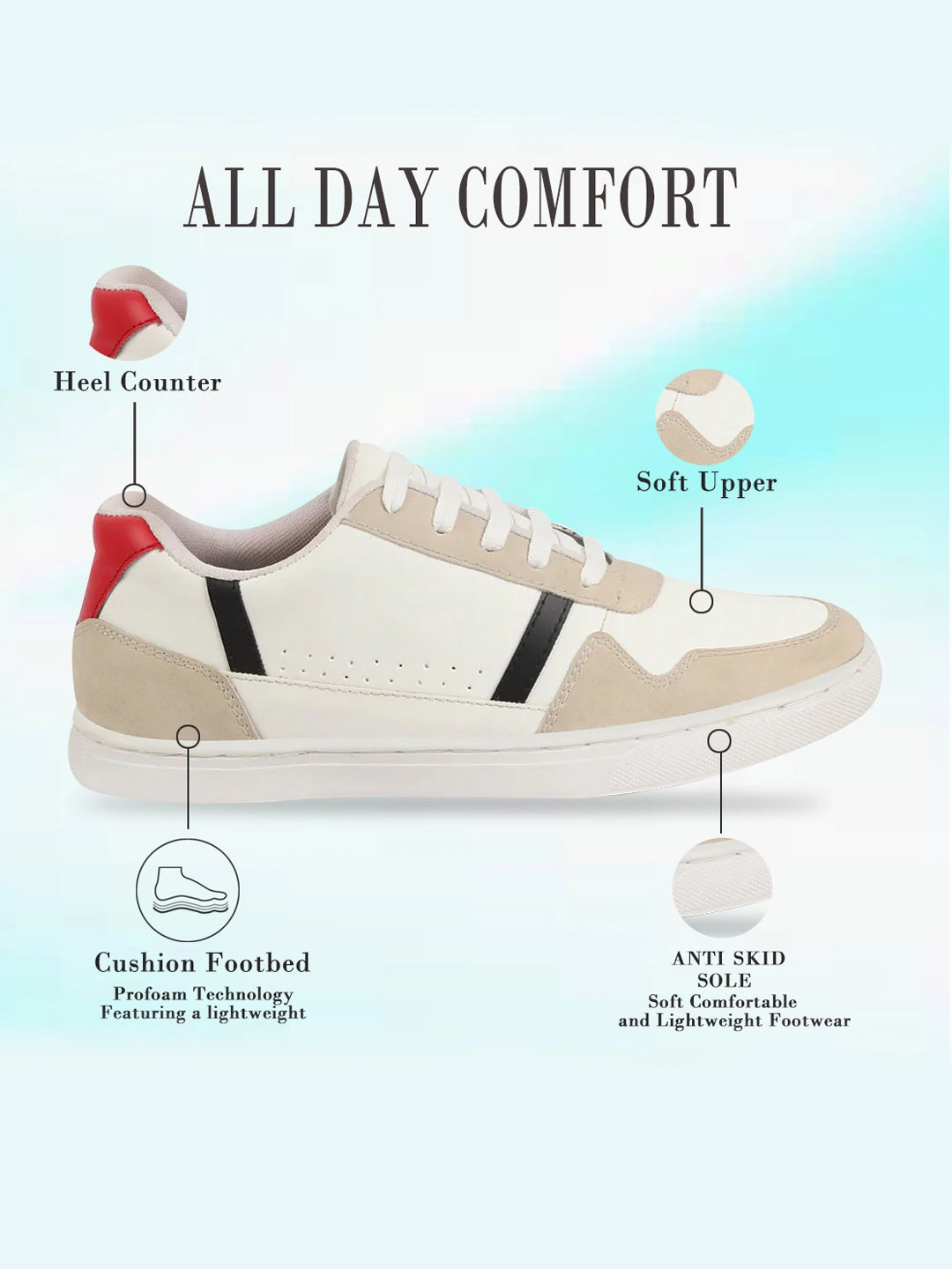 Men White Stylish Colorblocked Low Top Lace Up Breathable Sneaker Shoes|Comfort|Low Ankle|Casual Outfit Shoe Casual Shoes Not Sneakers