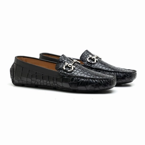 Hiking Shoes At Walmart Mens Black Croc Emboss Driving Loafers