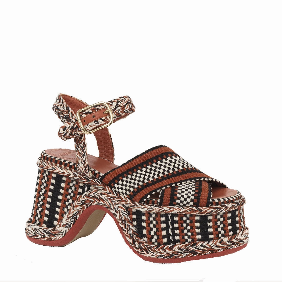 Peep Toe High Heel Shoes Meril High Heel Sandal, Red Sand