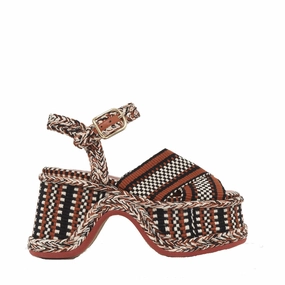 Knee High Heeled Platform Boots Meril High Heel Sandal, Red Sand