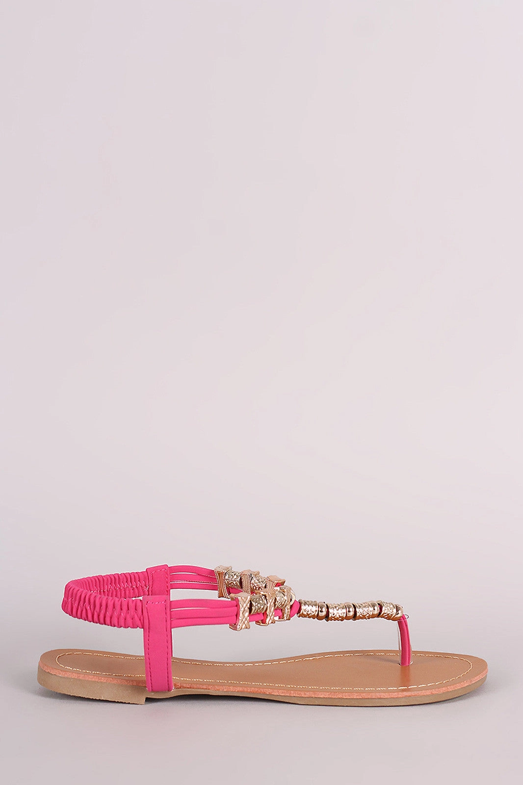 Metallic Ornament Embellished T-Strap Flat Sandal Flat D'orsay Shoes