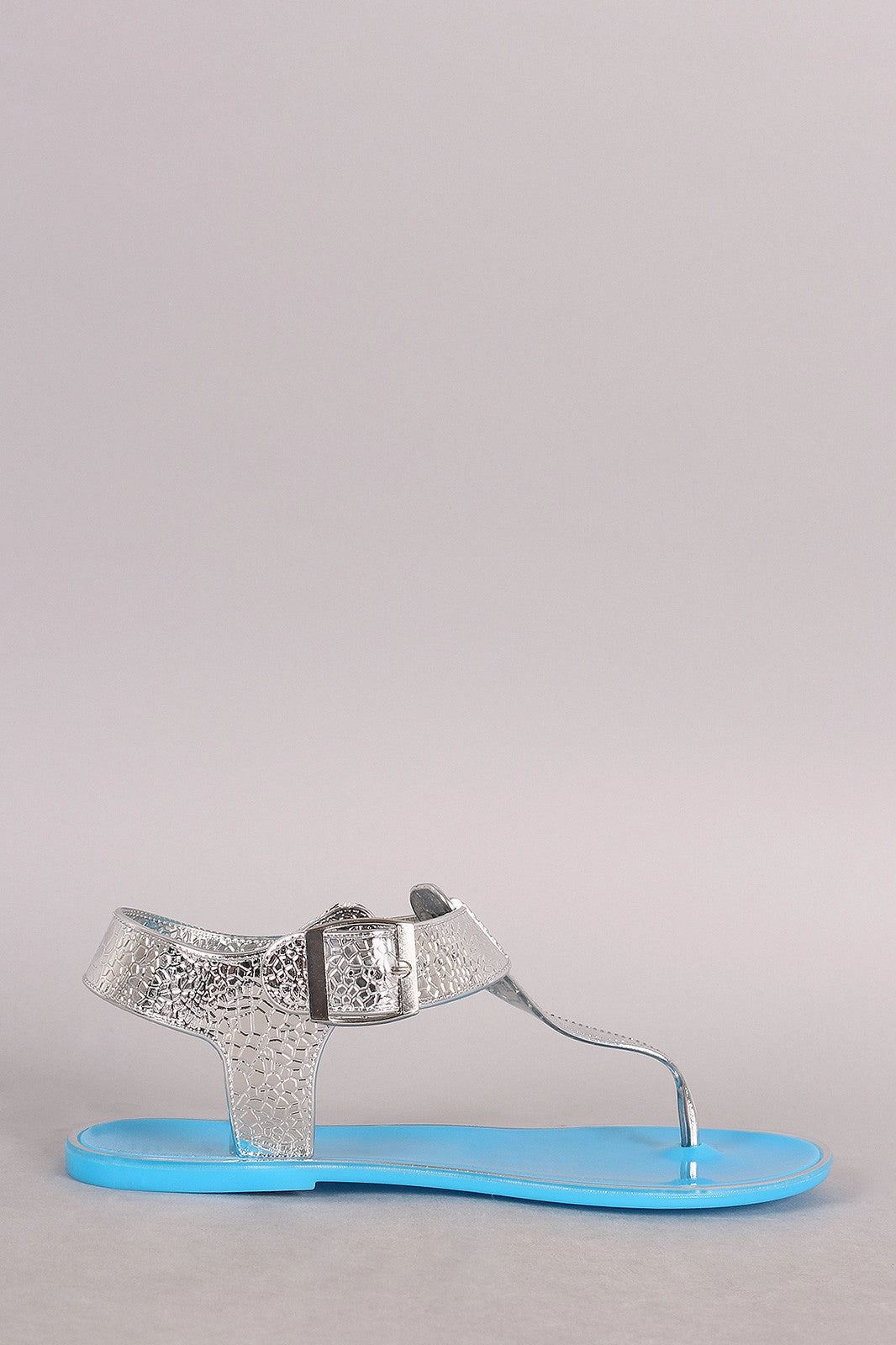 Pointed Flat Slingback Shoes Misbehave Jelly Lizard T-Strap Thong Flat Sandal