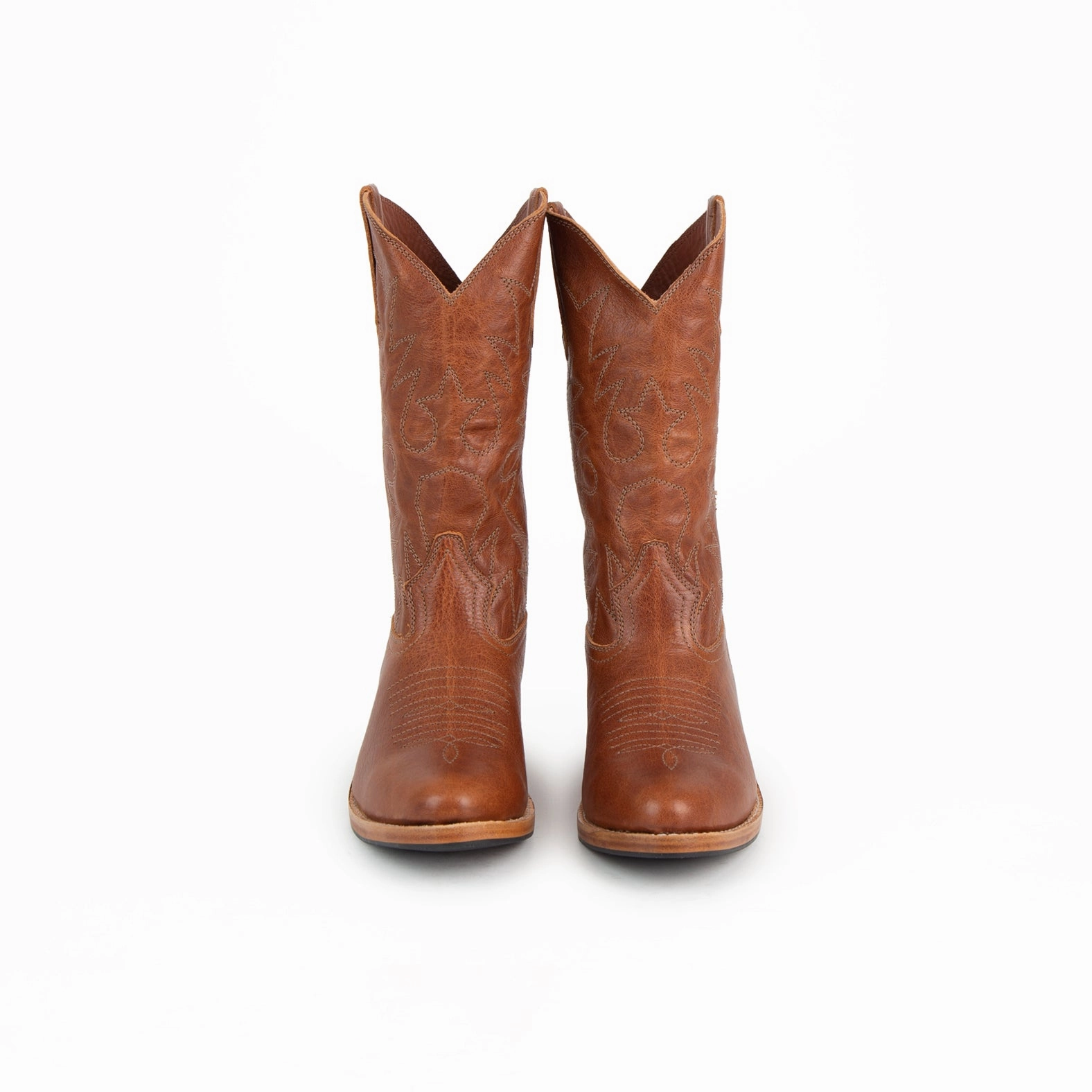 MK22896 - Etta Western Boots Mocca [Women's Leather Boots] Cow Print Western Boots