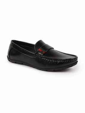 Basics Men Black Textured Design Outdoor Classic Moccasin Loafer Shoes Casual Shoes Plus Size