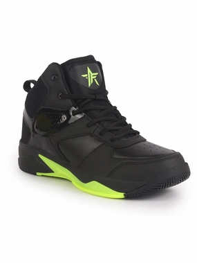 Men Black High Top Colorblocked Chunky Classic Lace Up Sneakers|Breathable Basketball Shoes with Memory Cushion|Anti Skid Comfort Grip Sole Sneakers No Laces Velcro