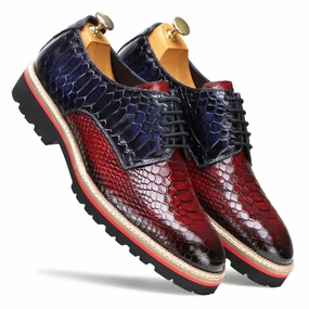 Nylon Hiking Boots Escaro Royale Handmade Premium Lace-up Shoes (Napier, Wine-Blue)