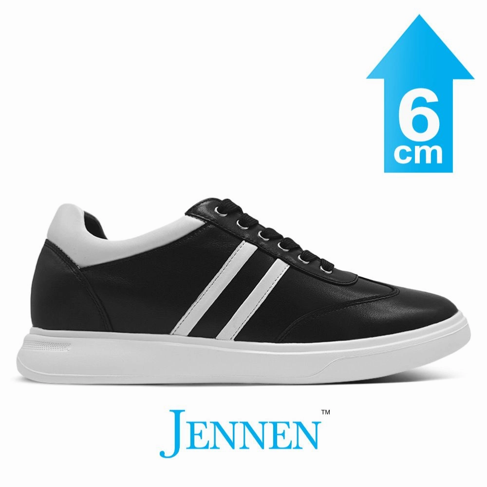 Mallet Sneakers Mr. Ezekiel 6cm | 2.4 Inches Black Leather Elevator Sneakers |  Casual Leather Elevator Sneakers