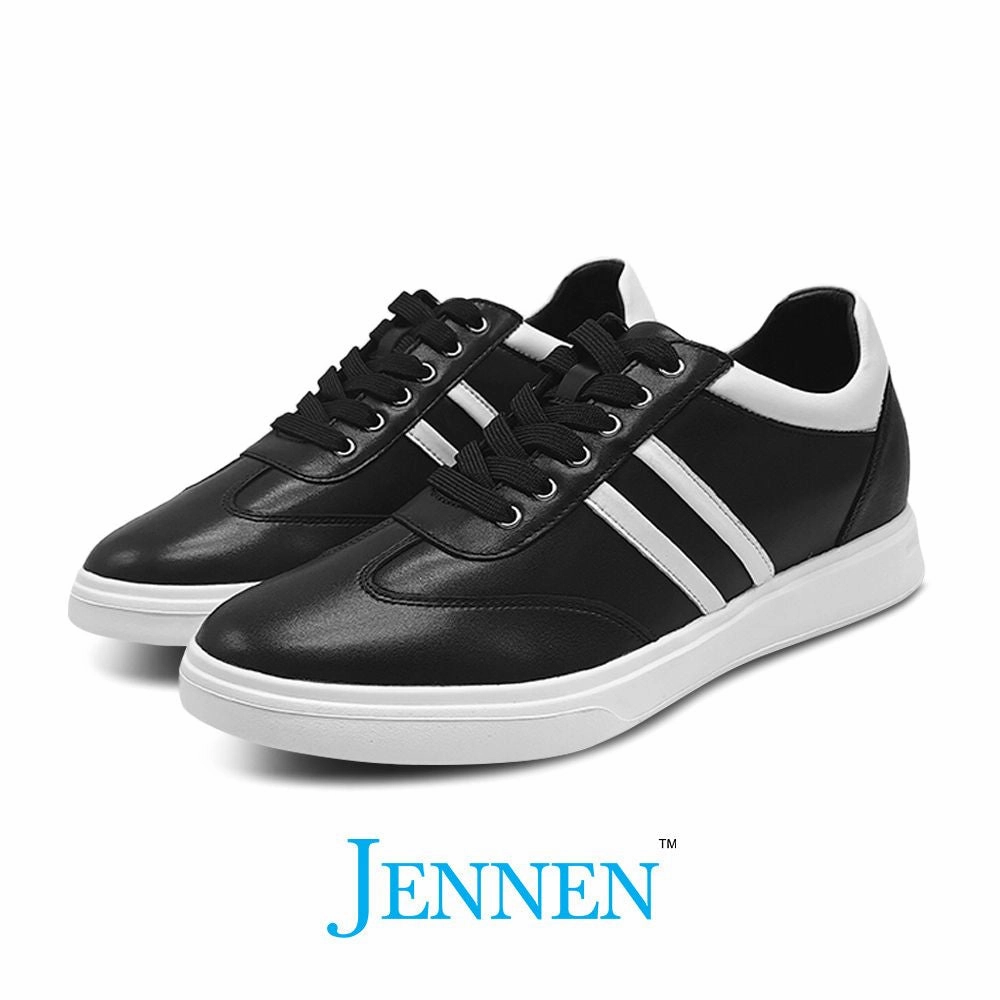 Mr. Ezekiel 6cm | 2.4 Inches Black Leather Elevator Sneakers |  Casual Leather Elevator Sneakers Sneakers Bar Janesville Wi