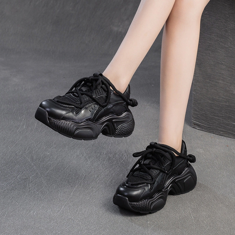 Women Minimalism Solid Breathable Mesh Chunky Platform Sneakers Mcqueen Sneakers On Sale