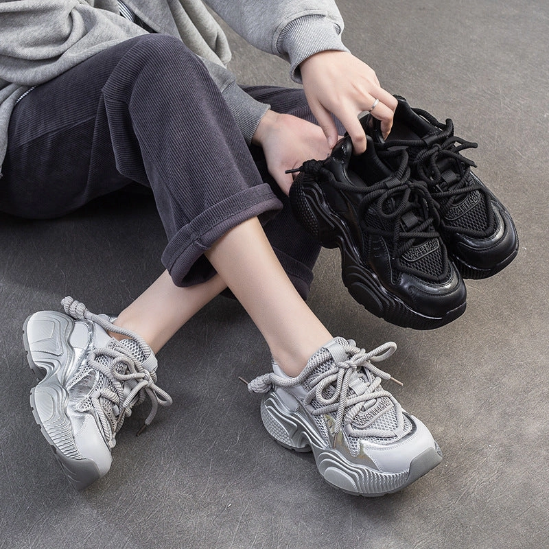 Women Minimalism Solid Breathable Mesh Chunky Platform Sneakers Caitlin Clark Sneakers