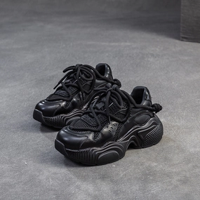 Best Sneakers For Stability Women Minimalism Solid Breathable Mesh Chunky Platform Sneakers