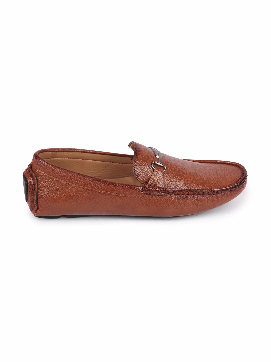 8053 5 Eye Casual Shoe Men Tan Hand Stitched Horsebit Buckle Loafer and Moccasin Driving Shoes