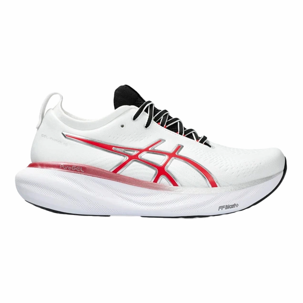 Shoes Like Asics Kayano Men's Asics Gel-Nimbus 25 Anniversary, White/Classic Red, 9.5 D Medium