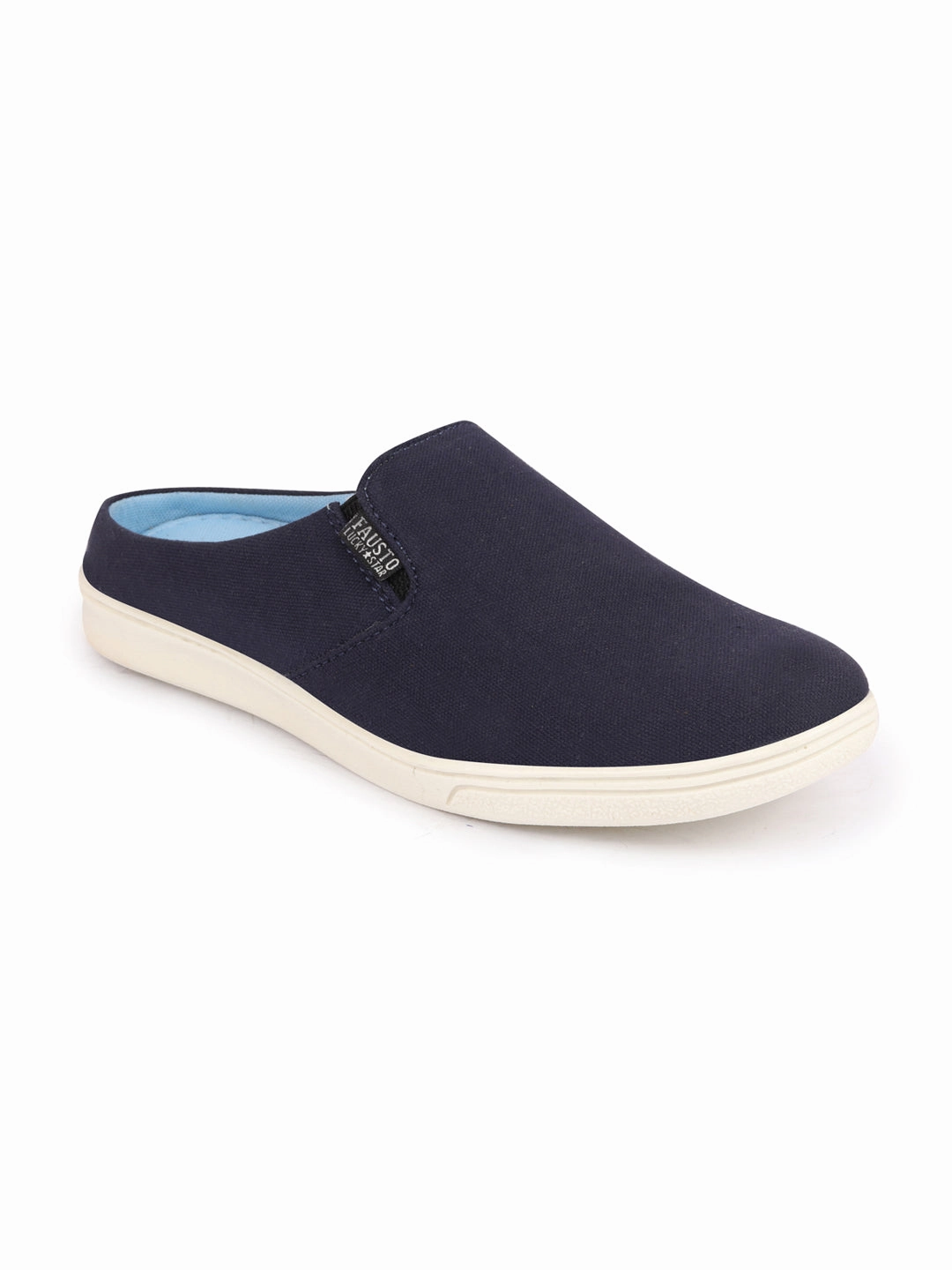Men Navy Blue Casual Back Open Canvas Stylish Slip On Shoes New Trend Sports Casual Shoes